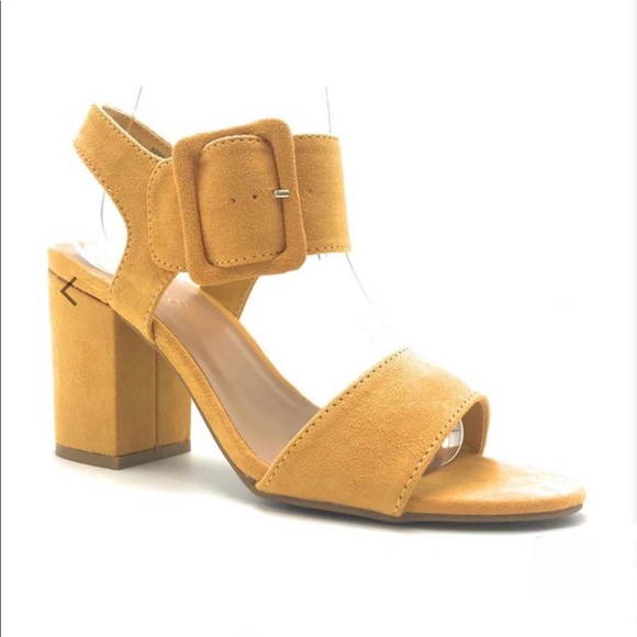 Shoes - Open Toe Chunky Block Heel with Buckle